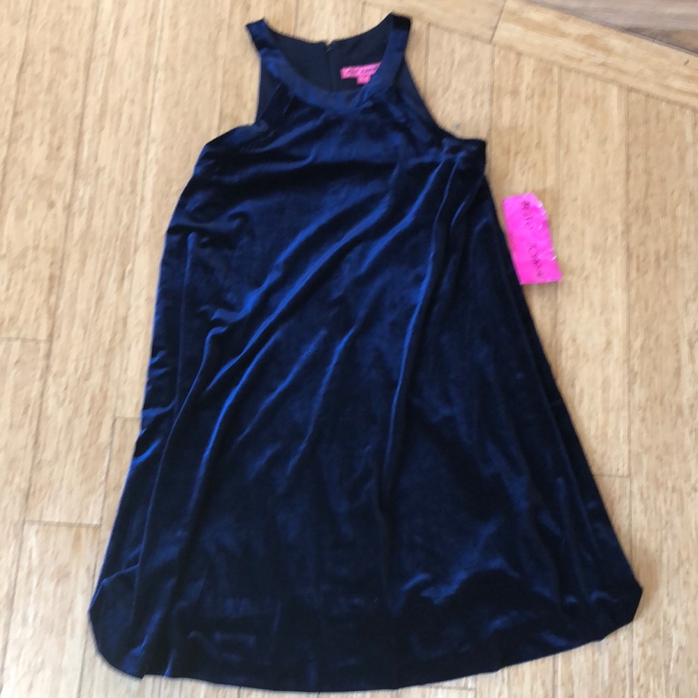 Betsey Johnson Sleeveless Blue Velvet Dress NWT
